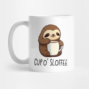 Cute Funny "Cup o' Sloffee" Sloth Drawing Mug